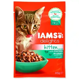 Tovární Cena Kapsička IAMS Kitten Delights Chicken in Gravy 85g
