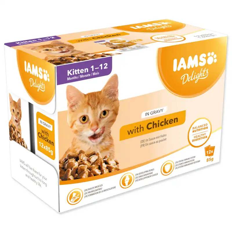 Kapsičky IAMS Kitten Delights Chicken in Gravy multipack 1020g Sezónní Sleva