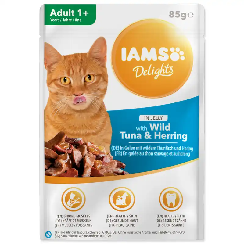 Časově Omezené Kapsička IAMS Cat Delights Tuna & Herring in Jelly 85g