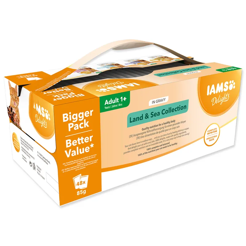 Kapsičky IAMS Cat výběr z mořských a suchozemských mas v omáčce multipack 4080g Nejprodávanější