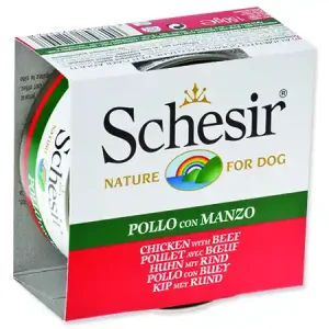 Konzerva SCHESIR Dog kuřecí + hovězí v želé 150g Super Cena