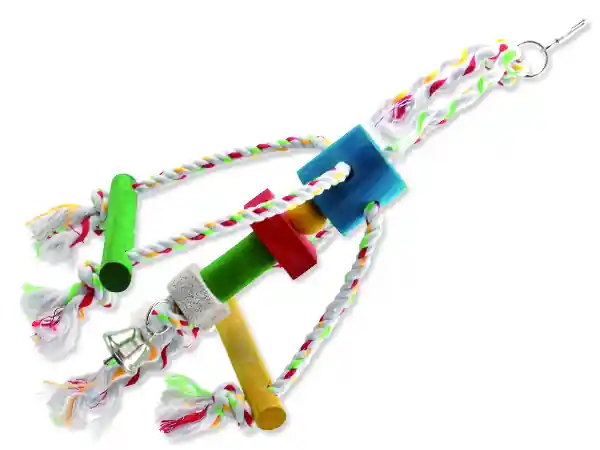 Hračka BIRD JEWEL chobotnička závěsná dřevo - provaz 29 cm Nejlepší Volba