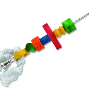 Hračka BIRD JEWEL rolnička závěsná dřevo - provaz 50 cm Cenový Hit
