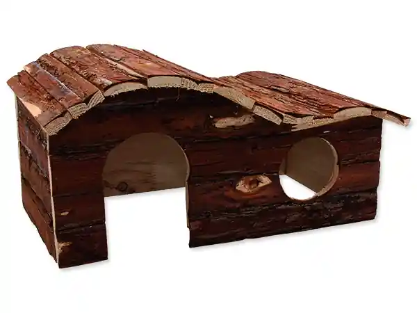 Ověřený Domek SMALL ANIMALS kaskada dřevěný s kůrou 43 x 28 x 22 cm