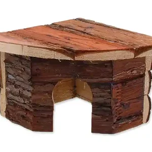 Domek SMALL ANIMALS rohový dřevěný s kůrou 16 x 16 x 11 cm Nízká Cena