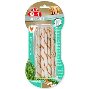 Novinka Tyčinka 8in1 Dental Delights kroucená žvýkací 55g