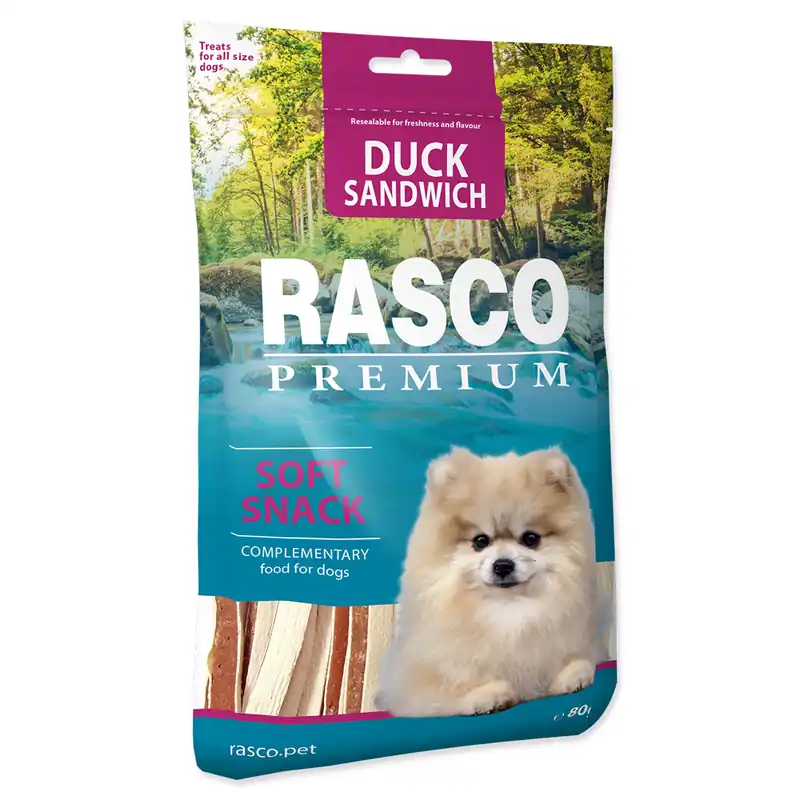Výprodej Pochoutka RASCO Premium sendviče z kachního masa 80g