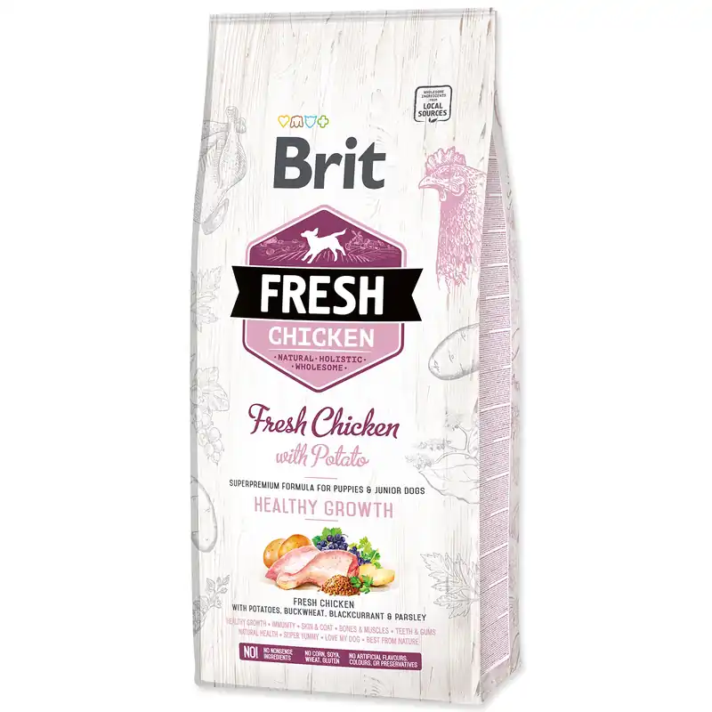 Cenově Výhodný BRIT Fresh Chicken with Potato Puppy Healthy Growth 12kg