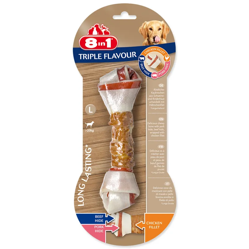 Tovární Cena Kosti žvýkací 8in1 Triple Flavour L
