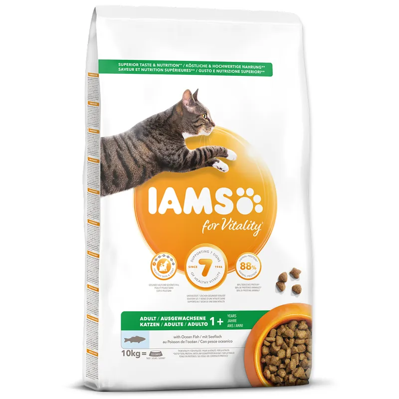 IAMS for Vitality Adult Cat Food with Ocean Fish 10kg Nejprodávanější