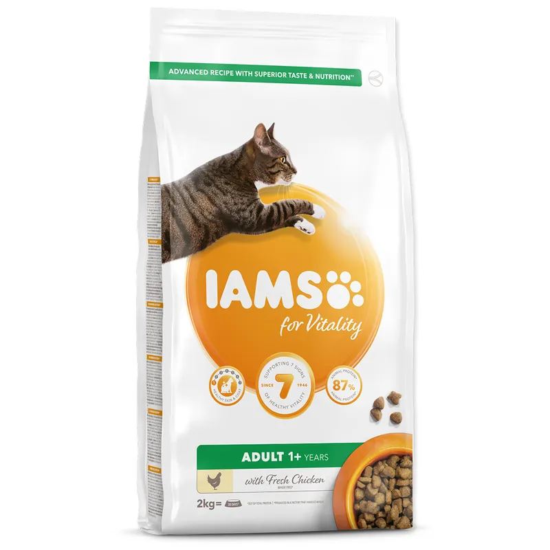 Dokud Zásoby Vydrží IAMS for Vitality Adult Cat Food with Fresh Chicken 2kg
