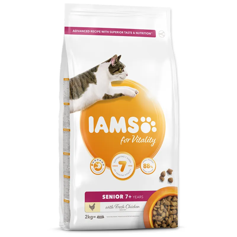 Poslední Šance IAMS for Vitality Senior Cat Food with Fresh Chicken 2kg