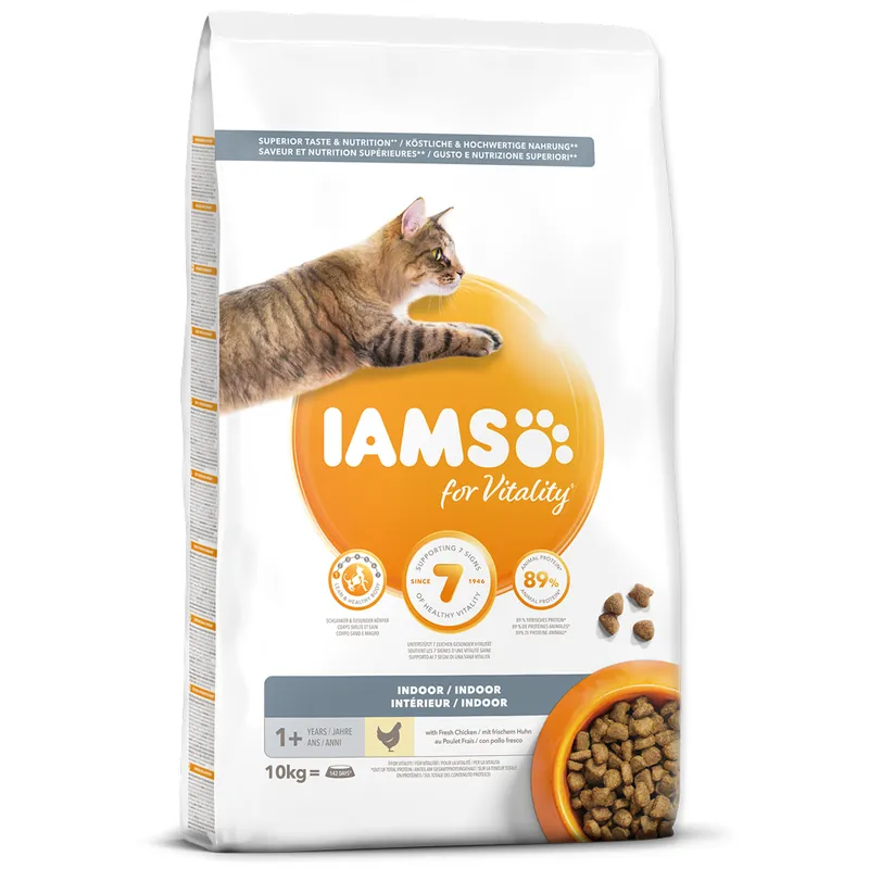 Sezónní Sleva IAMS for Vitality Indoor Cat Food with Fresh Chicken 10kg