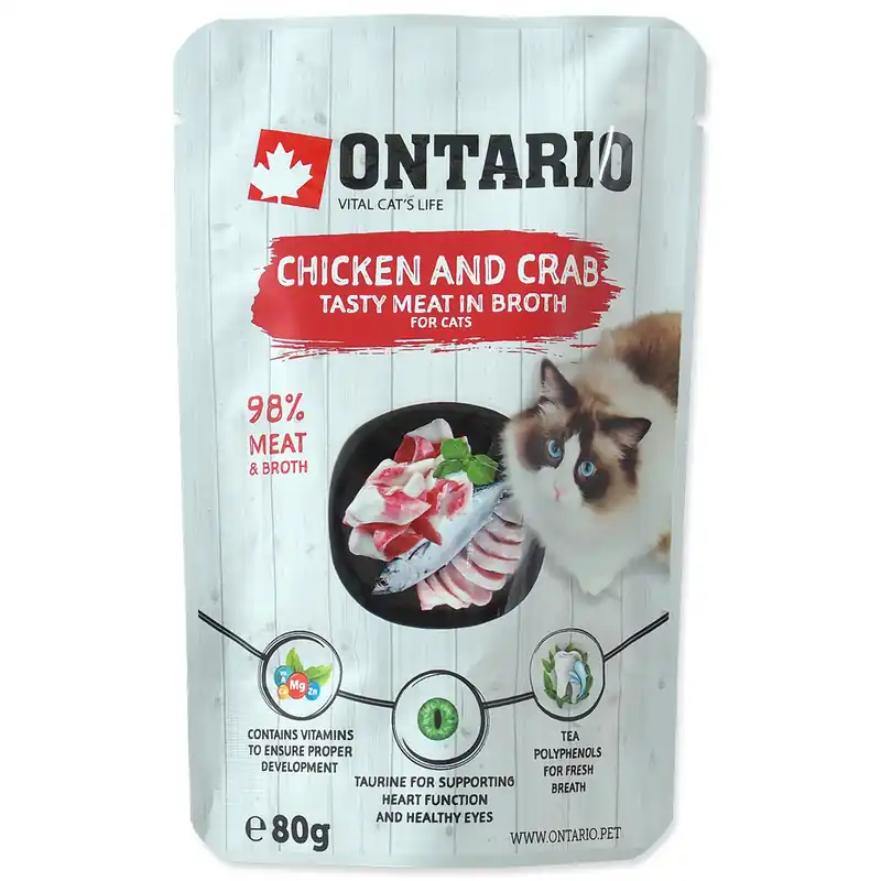 Akční Cena Kapsička ONTARIO Cat Chicken and Crab in Broth 80g