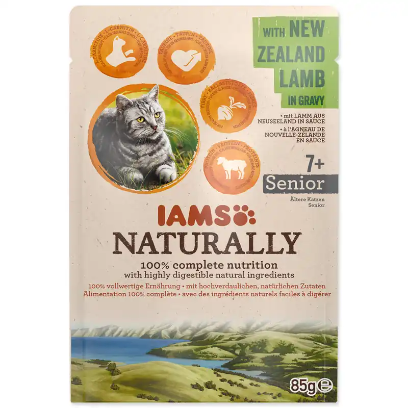 Pouze Dnes Kapsička IAMS Cat Naturally Senior with New Zealand Lamb in Gravy 85g