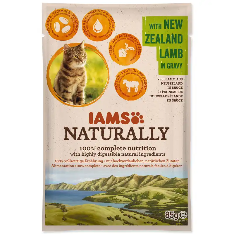 Výhodná Nabídka Kapsička IAMS Cat Naturally with New Zealand Lamb in Gravy 85g