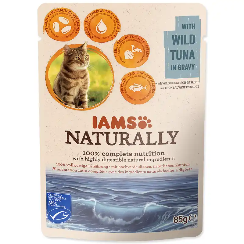 Kapsička IAMS Cat Naturally with Wild Tuna in Gravy 85g Přímo Od Výrobce
