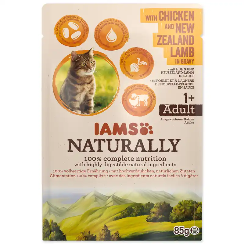 Kapsička IAMS Cat Naturally with Chicken & New Zealand Lamb in Gravy 85g Zlevněný