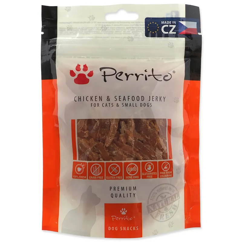 Akční Cena Pochoutka PERRITO Chicken & Seafood Jerky 100g