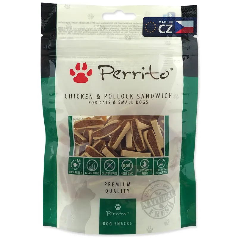 Pochoutka PERRITO Chicken & Pollock sandwich 100g Top Prodej