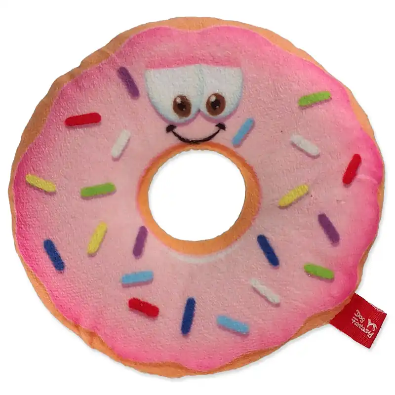 Horká Nabídka Hračka DOG FANTASY donut s obličejem růžový 12 cm