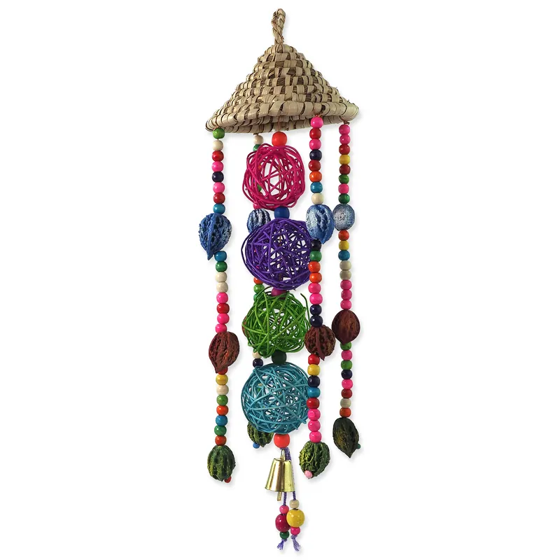 Vrácení Zdarma Hračka BIRD JEWEL závěsná barevná - s provazy a dřívky 50cm