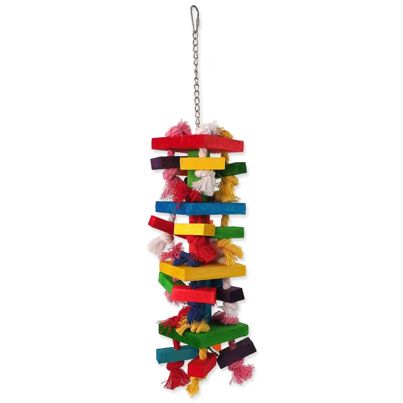 Finální Výprodej Hračka BIRD JEWEL závěsná barevná - s provazy a dřívky 54cm
