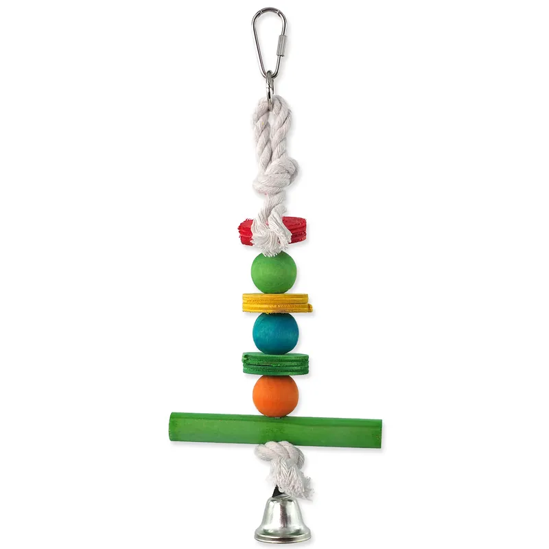 Časově Omezené Hračka BIRD JEWEL závěsná dřevěná - hrazda se zvonkem 30cm