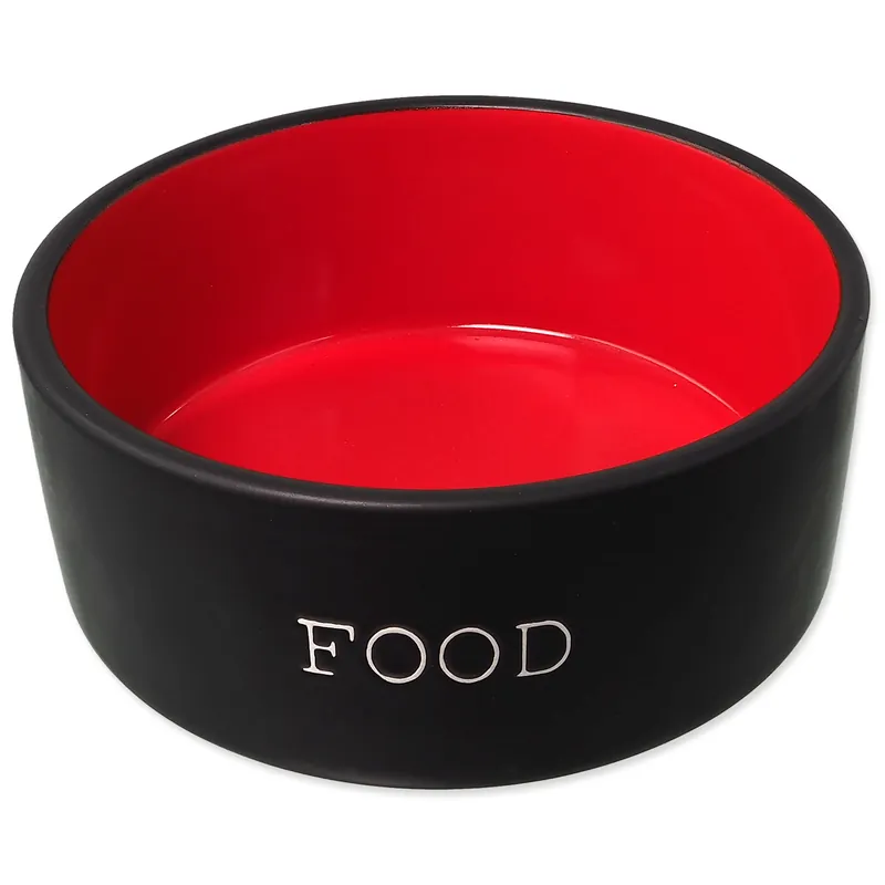 Vrácení Zdarma Keramická miska Dog Fantasy černo-červená FOOD 400ml