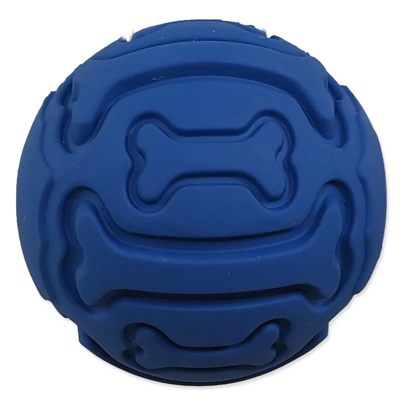 Super Cena Míček DOG FANTASY gumový pískací modrý - vzor kost 7,5cm