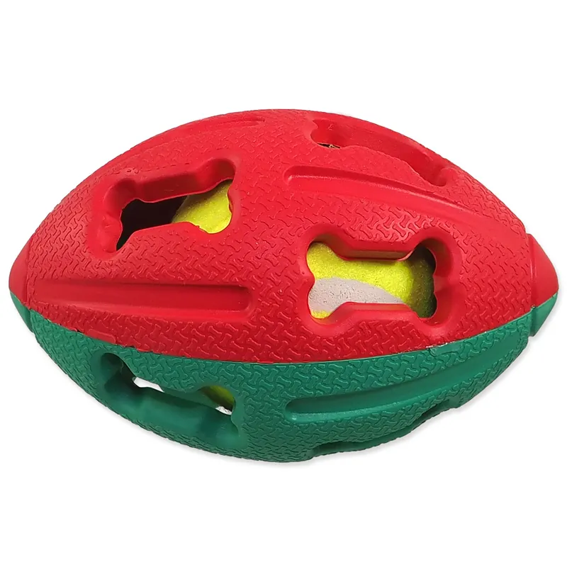 Speciální Cena Míček DOG FANTASY gumový rugby tenisákem mix barev 12,5cm