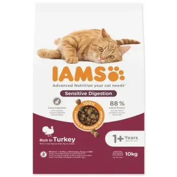 Krmivo IAMS Cat Adult Sensitive Digestion Turkey 10kg Zlevněný