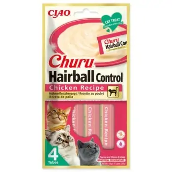 Novinka Pochoutka Churu Hairball kuřecí 4x14g