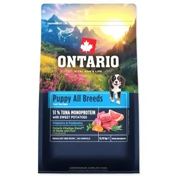 Finální Výprodej Ontario Puppy All Breeds Monoprotein Tuna & Sweet Potatoes 0,75 kg