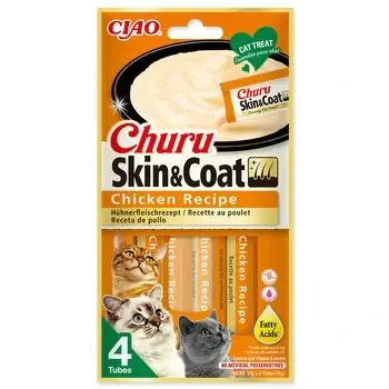 Pochoutka Churu Skin & Coat kuře 4x14g Akce
