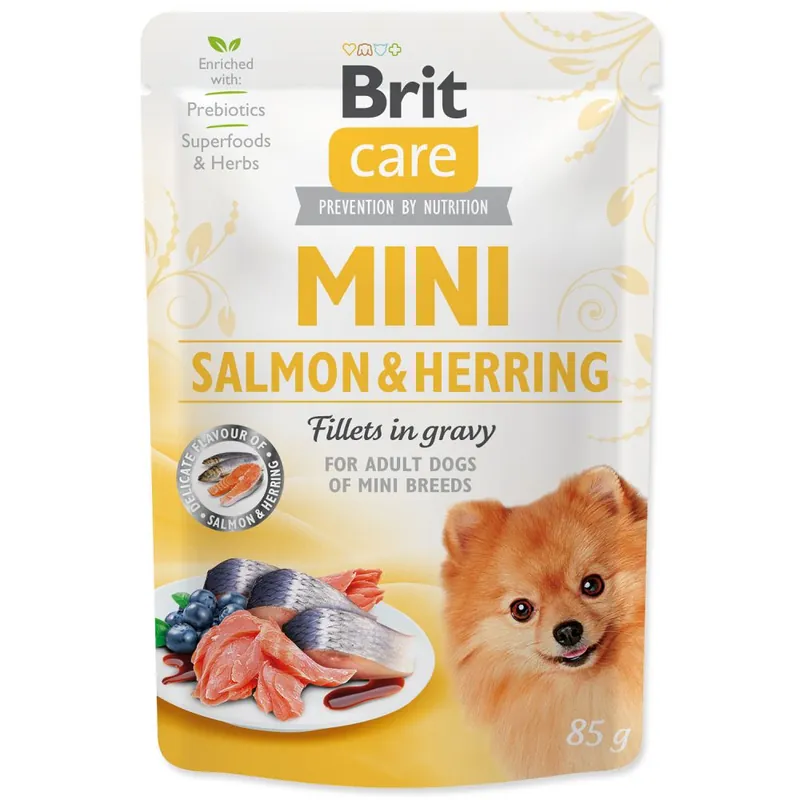 Bezpečná Platba Kapsička BRIT Care Mini Salmon & Herring sterilised fillets in gravy 85g