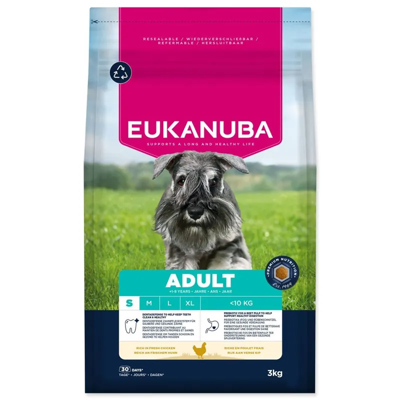Vysoce Kvalitní Krmivo EUKANUBA Adult Small breed rich in fresh chicken 3kg