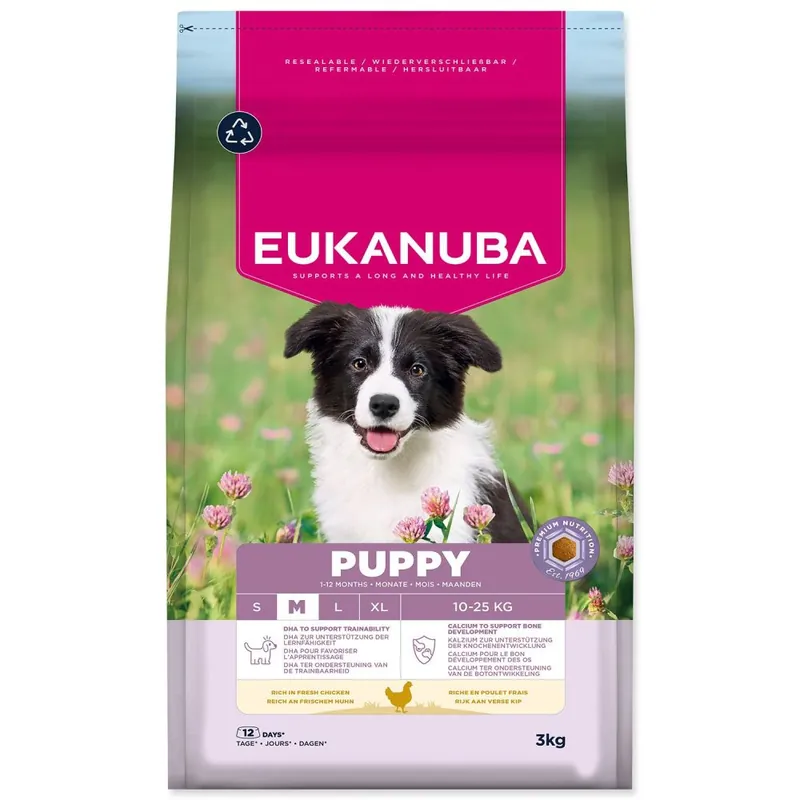Vysoce Kvalitní Krmivo EUKANUBA Puppy Medium rich in fresh chicken 3kg