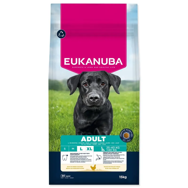 Krmivo EUKANUBA Adult Large rich in fresh chicken 15kg Vysoce Kvalitní