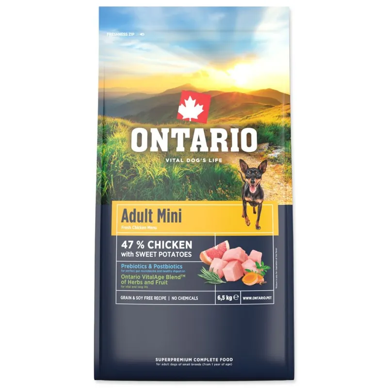 Krmivo Ontario Adult Mini Chicken & Sweet Potatoes 6,5kg Expresní Doručení