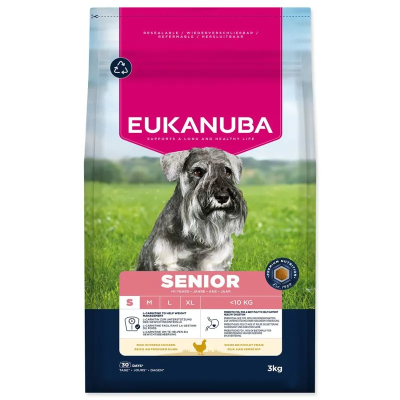 Krmivo EUKANUBA Senior Small rich in fresh chicken 3kg Ověřený