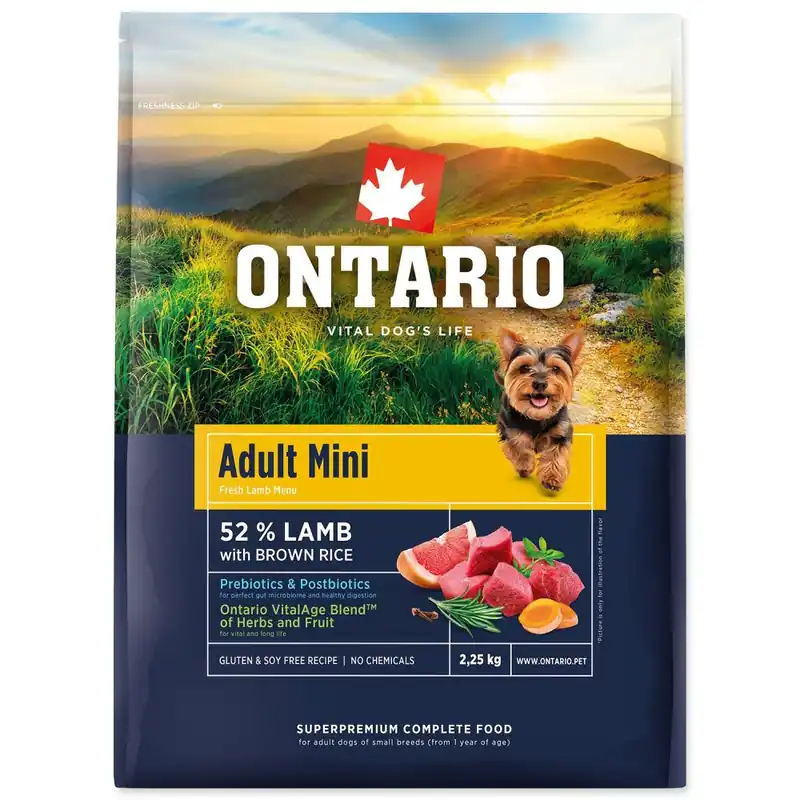 Bezpečná Platba ONTARIO Adult Mini Lamb & Rice (2,25kg)