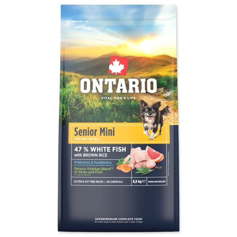 Omezená Nabídka ONTARIO Senior Mini Fish & Rice (6,5kg)