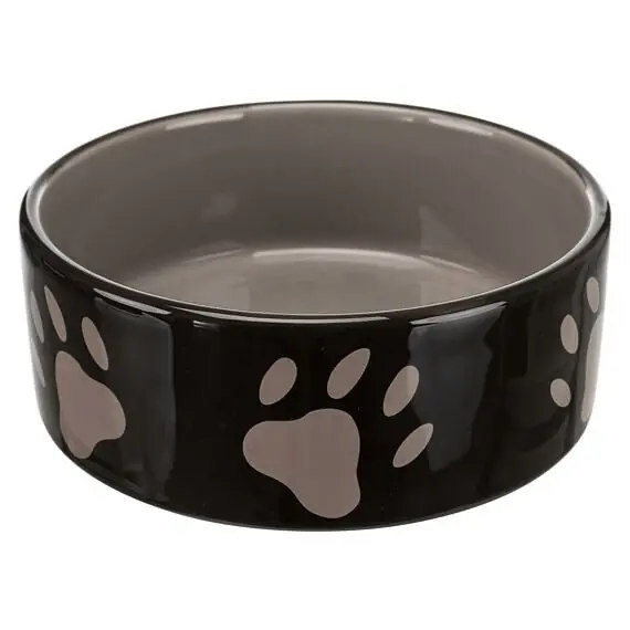 Levný Keramická miska 0,3l/12cm - hnědá/tmavě šedá + motiv tlapky