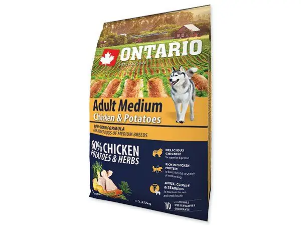 Autentický ONTARIO Dog Adult Medium Chicken & Potatoes & Herbs (2,25kg)