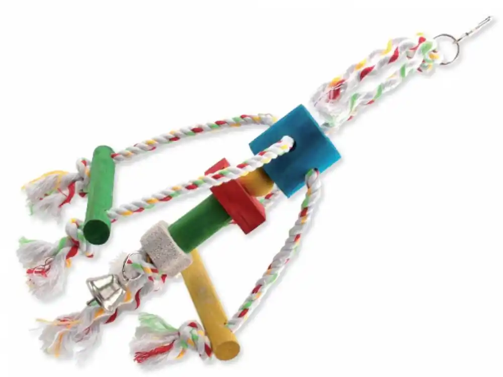 Hračka BIRD JEWEL Chobotnička závěsná dřevo - provaz 29 cm (1ks) Horká Nabídka