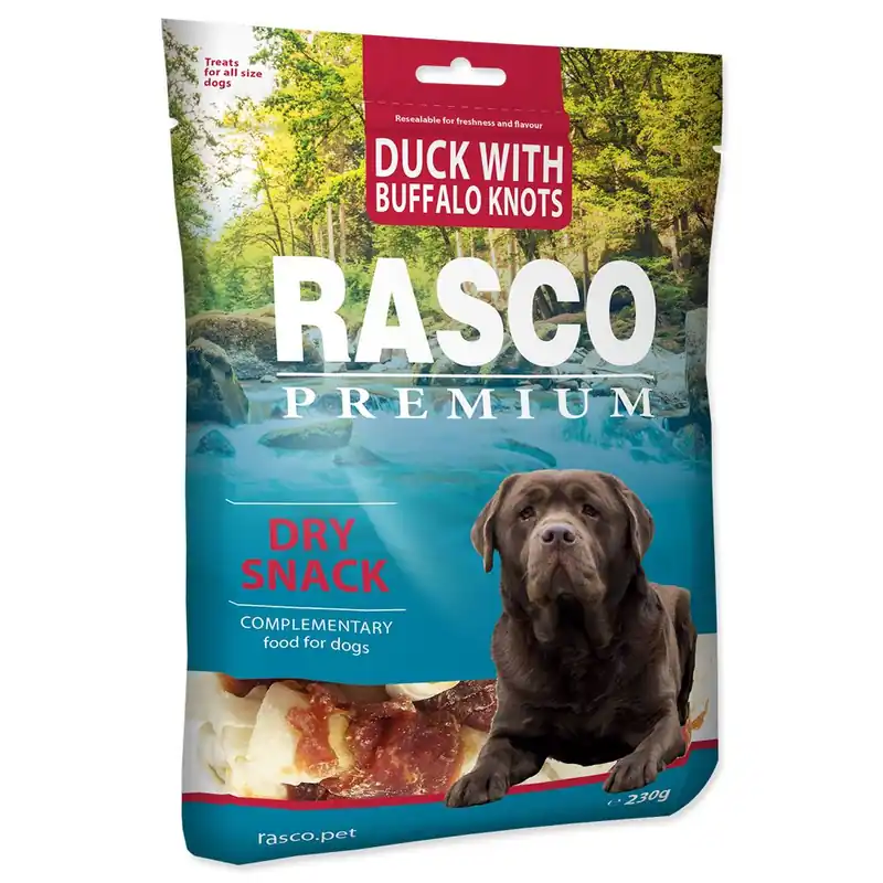 Autentický Pochoutka RASCO Premium uzle bůvolí 5cm s kachním masem (230g)