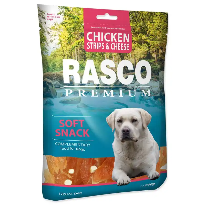 Pochoutka RASCO Premium proužky kuřecí se sýrem (80g) Zlevněný
