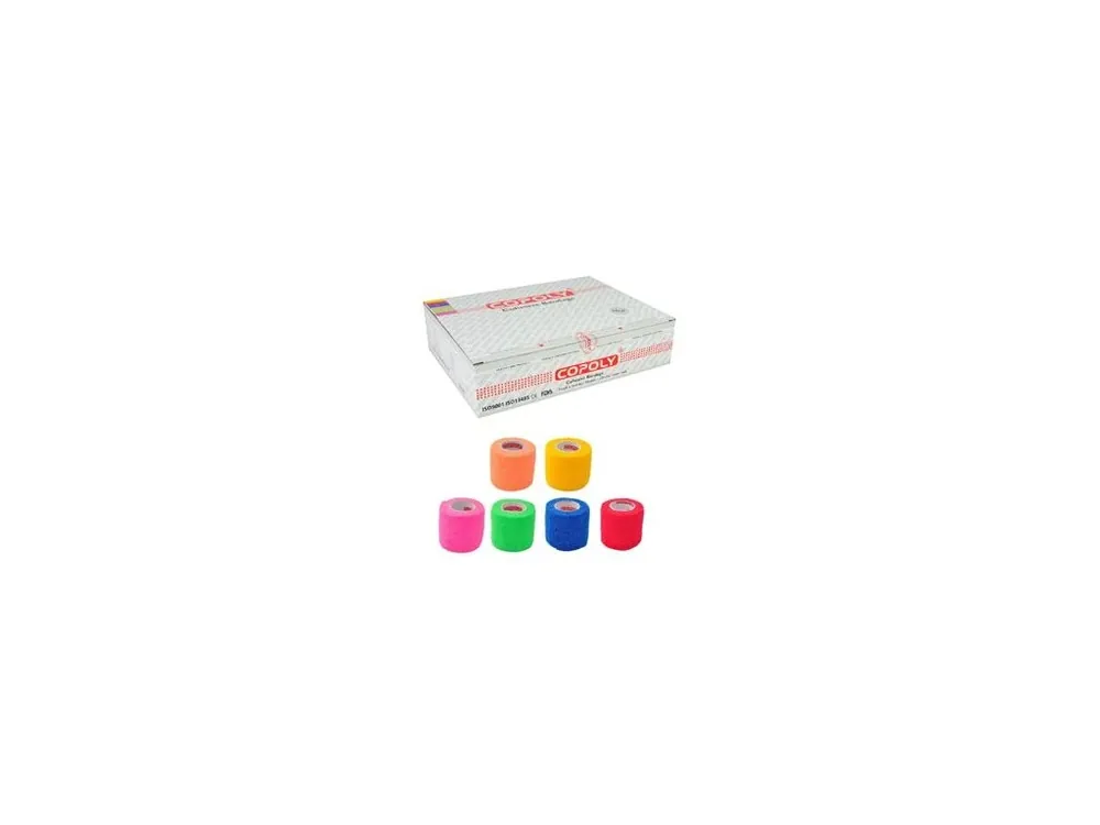 Sezónní Sleva Obinadlo elast. CoPoly 2,5cm x 4,5m MIX NEON 24ks