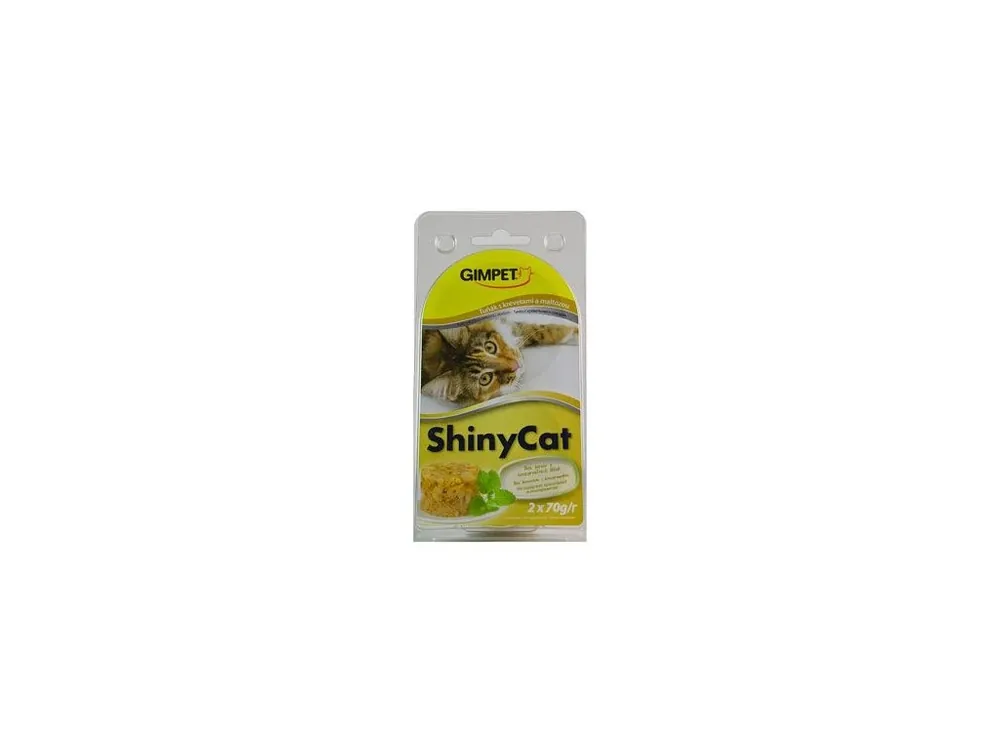 Sleva Gimpet ShinyCat konz. tuňak&krevety&maltóza 2x70g